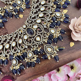 Blue Victorian Diamond High Neck Choker-VV454